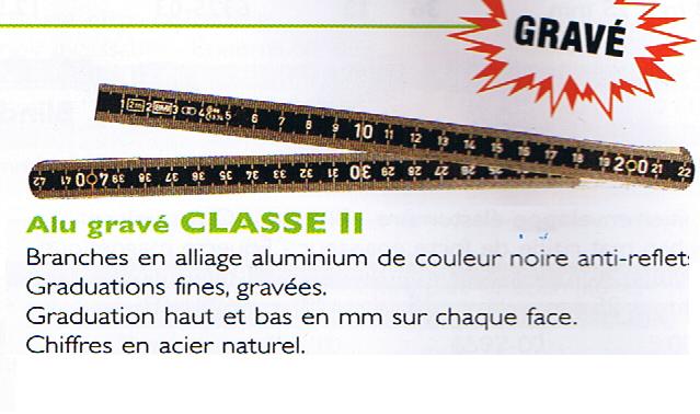 Double metre Alu grav - classe II - Noir anti reflet